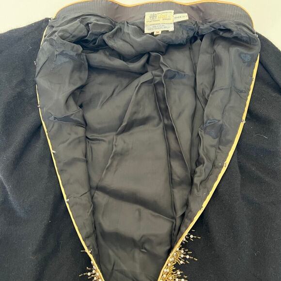 Vintage Paris Cecile Bermuda Black/Gold/Pearl Beaded Lined Wool Cardigan- 36(S) - Picture 4 of 8